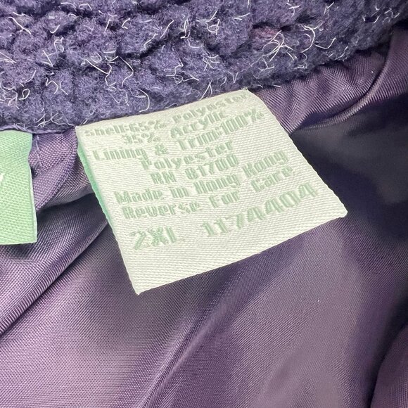 Womens Purple Sherpa  Fleece Coat  220 Hickory 2XL Full Zip Polyester Cozy Warm - Picture 3 of 6